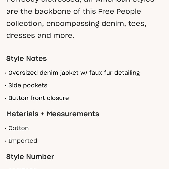 We The Free Holly Cozy Denim Cream Jacket SZ S - Picture 8 of 9